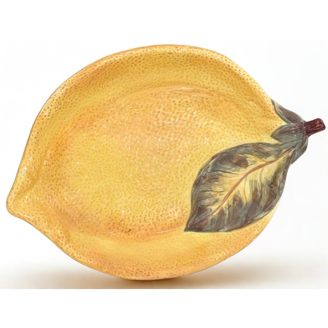 Vintage Lemon Motif Majolica Style Serving Plate For Sale - Image 4 of 11