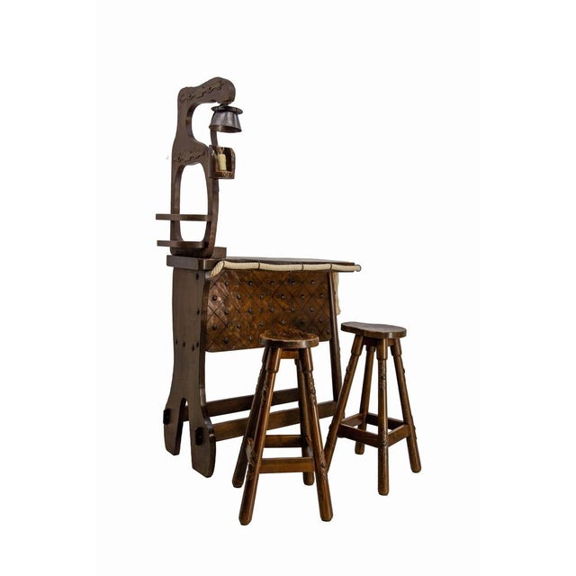 Vintage French Dry Bar Counter in Pine Rope and Studs, 1960 For Sale - Image 15 of 15