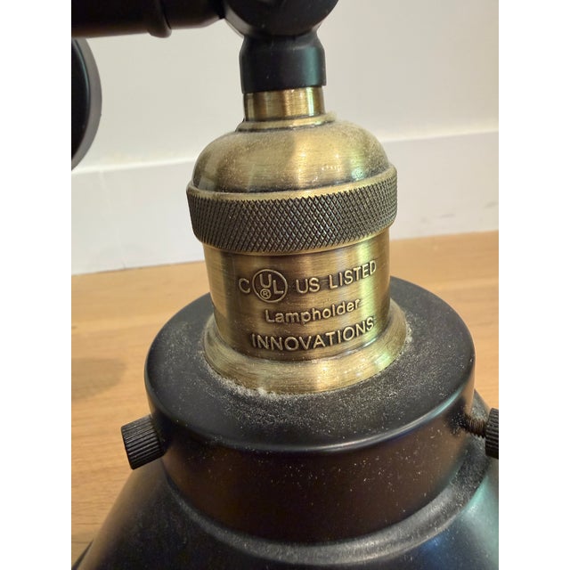 Industrial Innovations Lighting Industrial Two-Light Adjustable Wall Sconce in Black & Antique Brass For Sale - Image 3 of 7