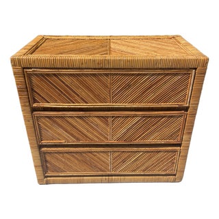 Vintage Pencil Reed Rattan Dresser, Gabriella Crespi Style, For Sale