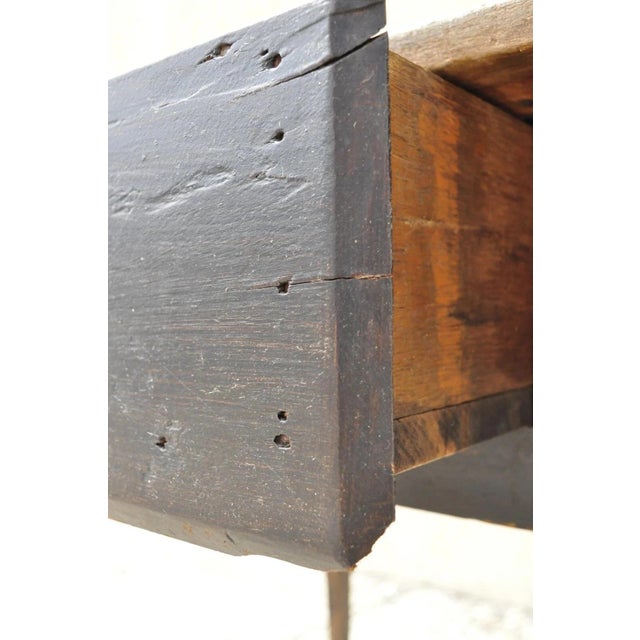 Brown Antique French Country Primitive Black Distress Painted 1 Drawer Desk Work Table For Sale - Image 8 of 12