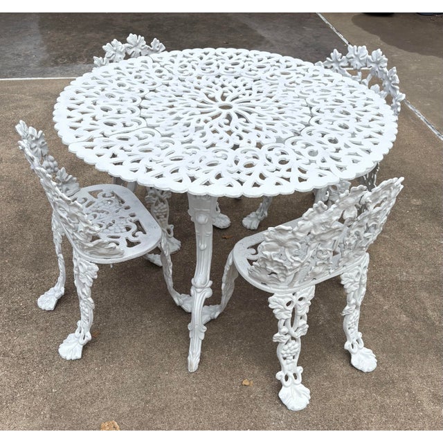Mid Century Iron Garden Table and 4 Chairs For Sale - Image 4 of 12