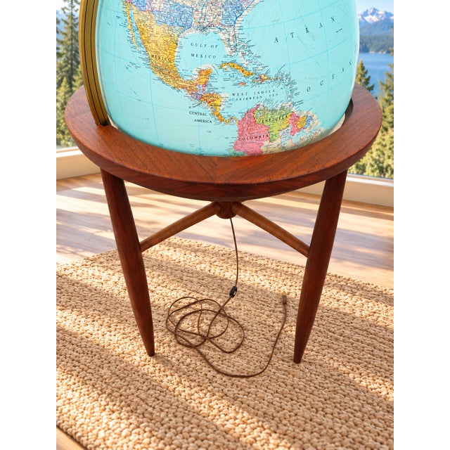 Replogle Globes Vintage Mid Century Modern Replogle 24" Library Globe ~ Floor Lamp ~ Pearsall / McCobb Era For Sale - Image 4 of 18