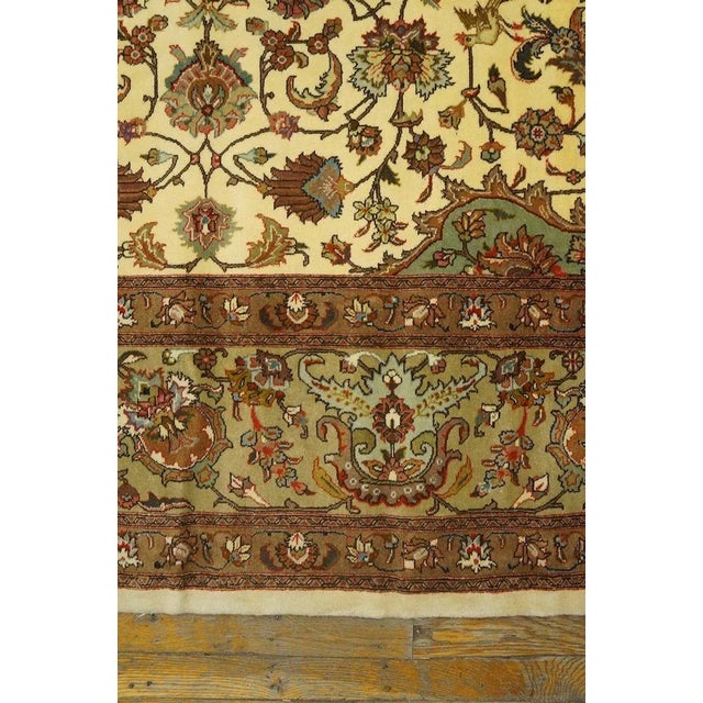 1940s 1940s Ivory Ground Medallion Antique Tabriz Northwestern Knotted Wool Carpet Rug For Sale - Image 5 of 6