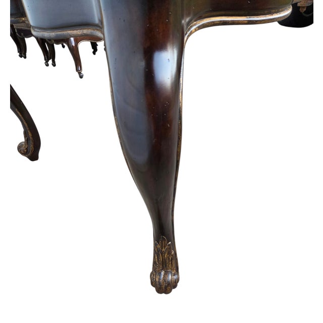 1990s Marge Carson Lether Top Game Card Table French Louis XV Style Rocco Desk For Sale - Image 12 of 18