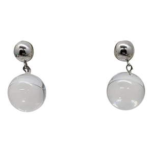 Vintage Signed Trifari Clear Drop Clip Earrings, 1971