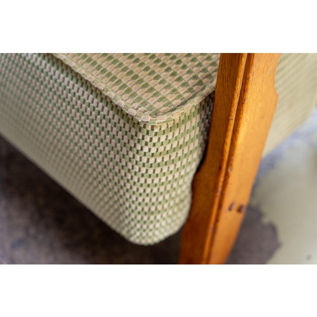 Brown Oak Highback Lounge Chair by Guillerme et Chambron for Votre Maison, France, 1960s For Sale - Image 8 of 10