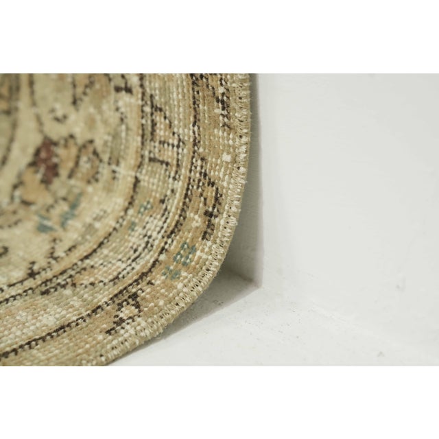 1970s Vintage Turkish Handmade Wool Cotton Beige Area Rug For Sale - Image 9 of 12