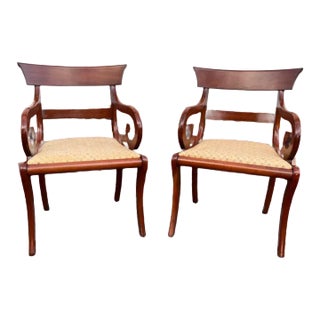 Mid 20th Century Pair of Henkel Harris Regency Style Cherry Armchairs For Sale