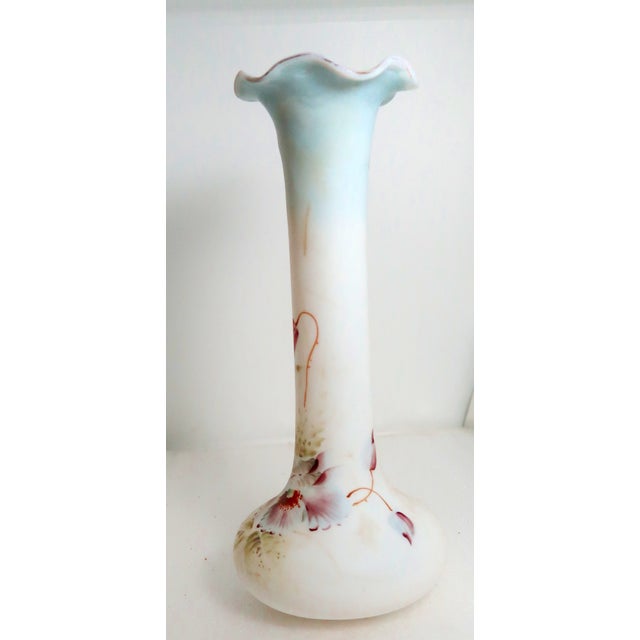 Lovely Tall Vintage Hand-Painted Porcelain Vase For Sale - Image 14 of 18