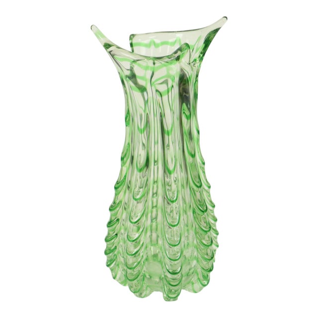 Large Vintage Green Glass Vase, 1960s For Sale - Image 9 of 18