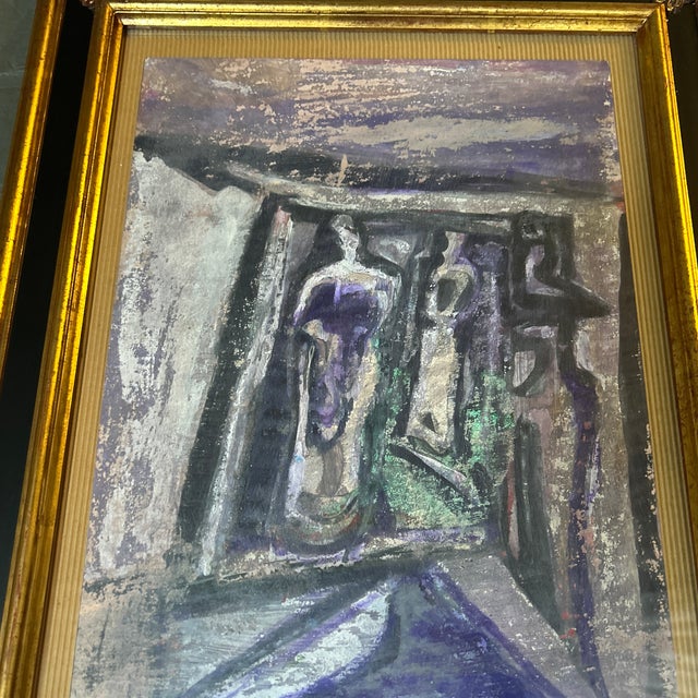 1960’s original abstract expressionist figures painting. Painting measures approximately 10x14 and overall in frame...