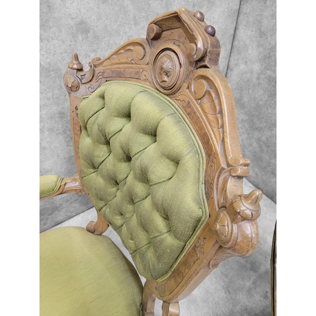 Antique Victorian John Jelliff Style Tufted Parlor Chairs - Set of 2 For Sale In Chicago - Image 6 of 10