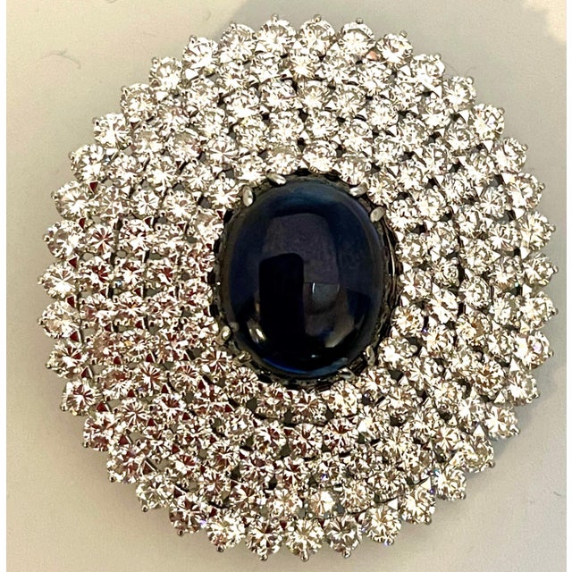 Contemporary GIA Certified 18.41 Ct Sapphire & 21 Ct Diamond VVS/E-F Color Pin Set 18 KWG For Sale - Image 3 of 18