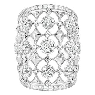 14K White Gold Diamond Wrap Around Band Ring Estate For Sale