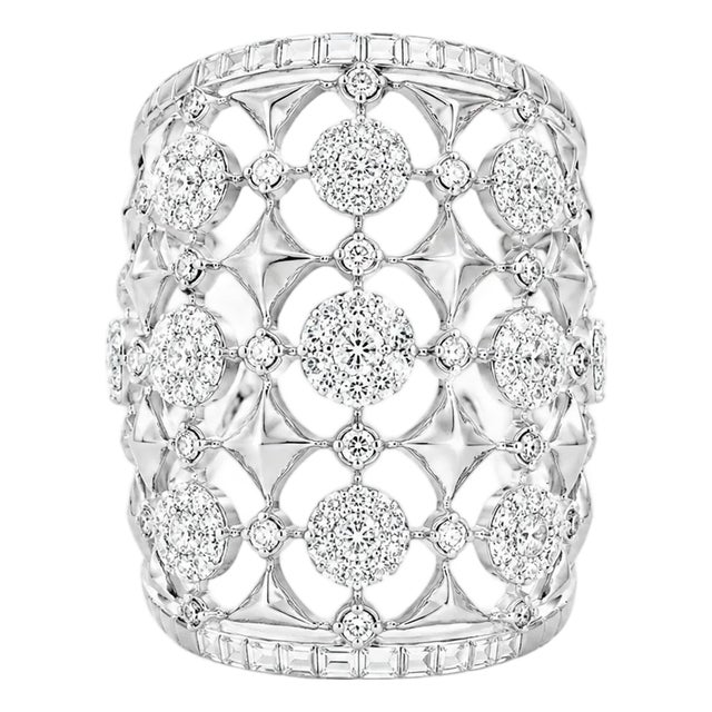 14K White Gold Diamond Wrap Around Band Ring Estate For Sale