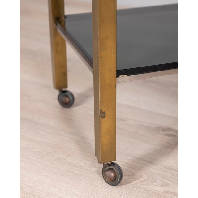 Vintage Italian Brass and Smoked Glass Trolley, 1970s For Sale - Image 6 of 11