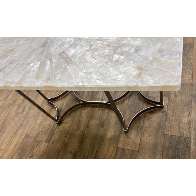 Vintage Hooker Furniture Co Selenite Mosaic Sunburst Dining Table Writing Desk For Sale - Image 11 of 12