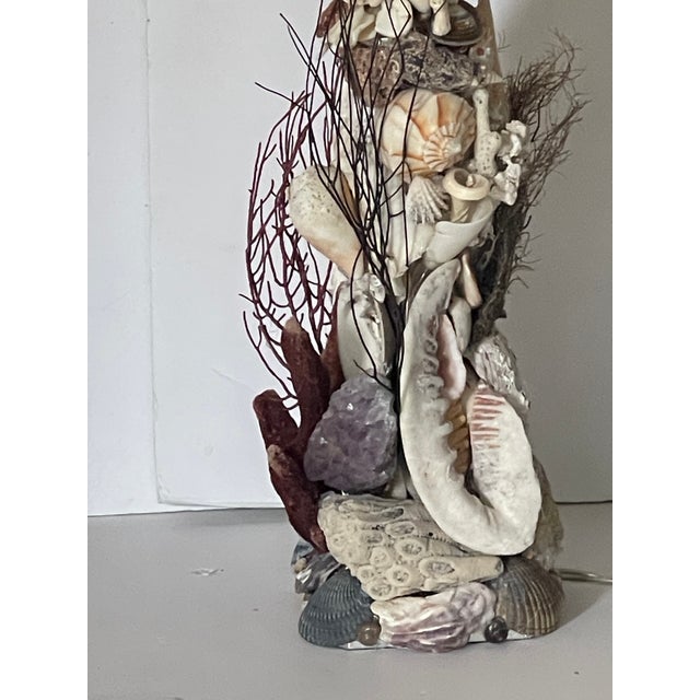 1970s 1970s Marine World Grotto Sea Shells Amethyst Ammonite Table Lamps Pair For Sale - Image 5 of 9
