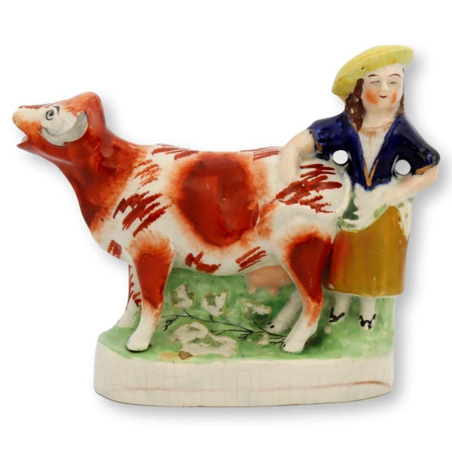 19th Century Antique Staffordshire Cow Cream Pitcher For Sale - Image 5 of 6