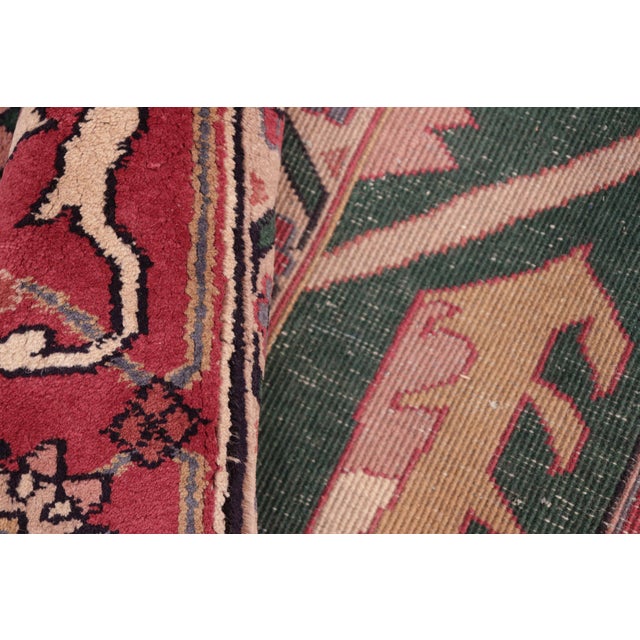 Green Shabby Chic Artisan Green/Rust Hand Knotted Wool Rug - 8'2'' X 9'10'' For Sale - Image 8 of 9