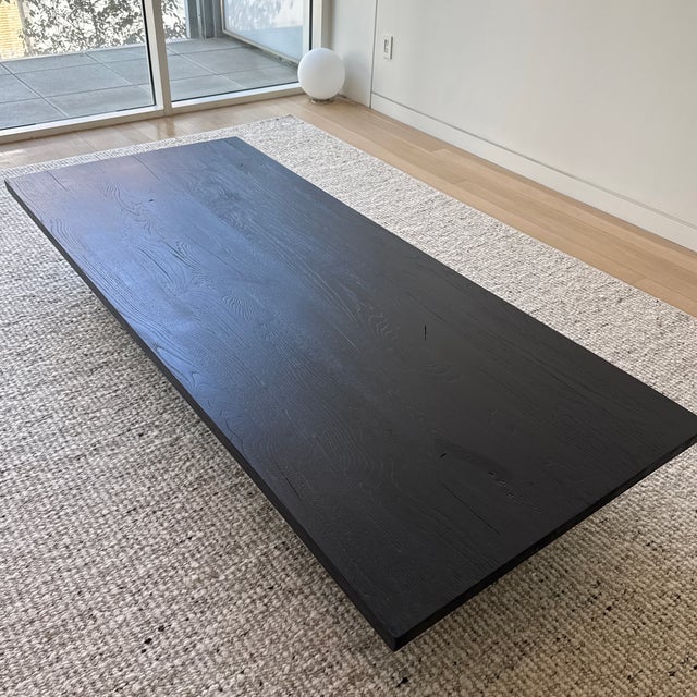 Japanese Custom Chabudai Japanese Low Dining Table in Black Reclaimed Oak Solid Wood For Sale - Image 3 of 11
