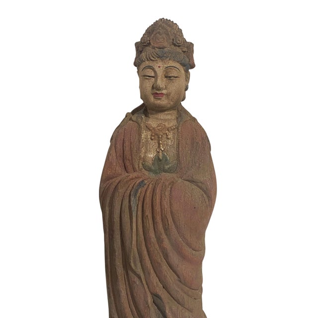 Vintage Chinoiserie Wooden Medicine Buddha 23" H W/Stand For Sale In New York - Image 6 of 9