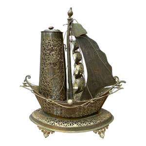 Vintage German Brass Sailing Ship Nightlight | an English Coastal Curiosity