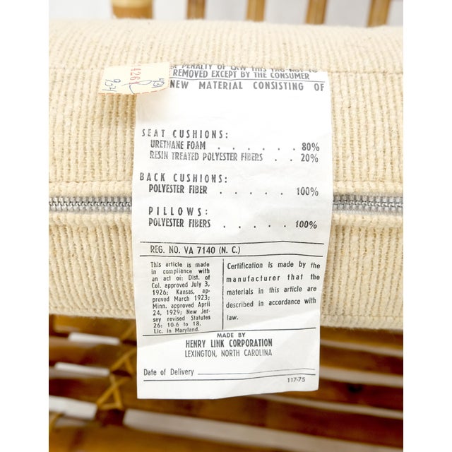 Late 20th Century Pair of Thick Bamboo Upholstered Lounge Chairs Mid Century Modern MINT For Sale - Image 5 of 13