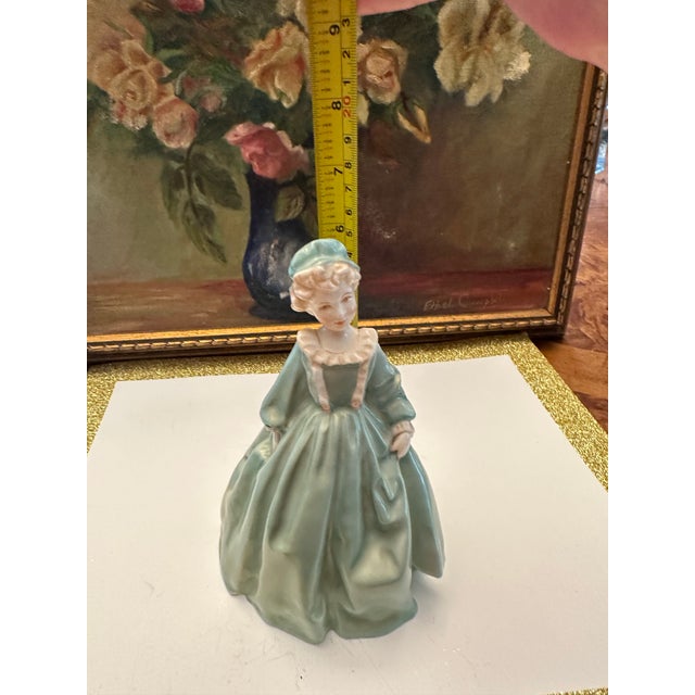 Celadon Vintage Royal Worcester “Grandmother Dress” Porcelain Figurine #3081 Designed by F.G.Doughty For Sale - Image 8 of 12