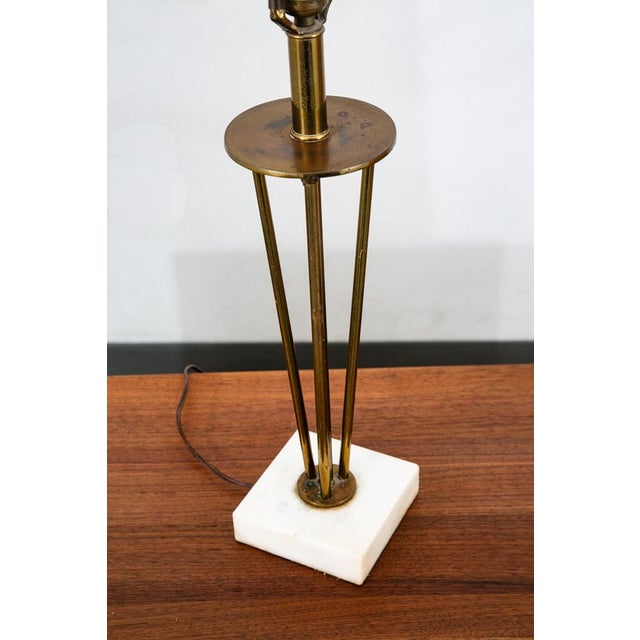 1960s Mid Century Modern Marble White Base Table Lamp For Sale - Image 4 of 7