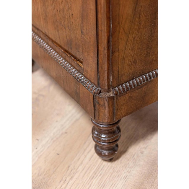 Wood Italian 19th Century Walnut Bedside Table with Drawer over Door, Carved Motifs For Sale - Image 7 of 10