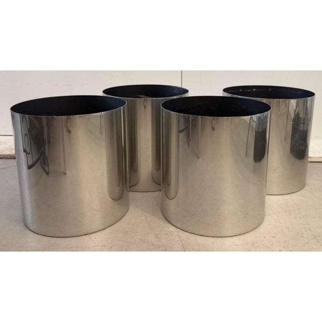 Industrial/Space Age/Mimo minimalist polished aluminum planter designed in the 1970s by Paul Mayen. This sophisticated and...