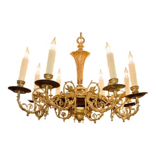 19th Century French Gothic Bronze Chandelier For Sale