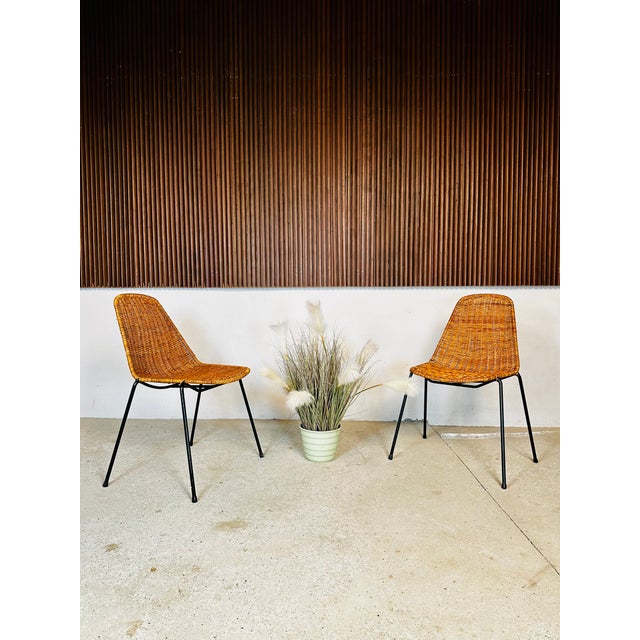 Wicker Chairs attributed to Gianfranco Legler, Italy, 1950s, Set of 2 For Sale - Image 12 of 16