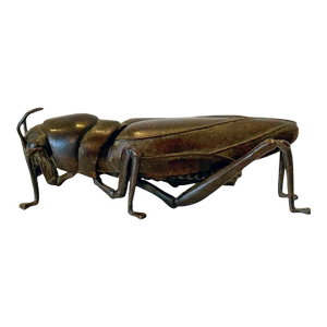 Japanese Articulate Bronze Grasshopper Jizai Okimono Myochin Linage Signed