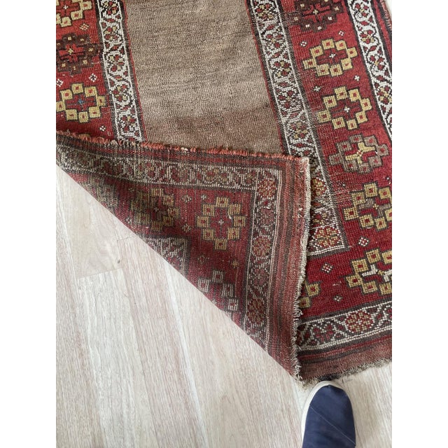 Textile Antique c.1870s Kurdish Tribal Rug, Natural Camel Field, Geometric Border, 2'7" X 6'3" (82cm X 192cm) For Sale - Image 7 of 7