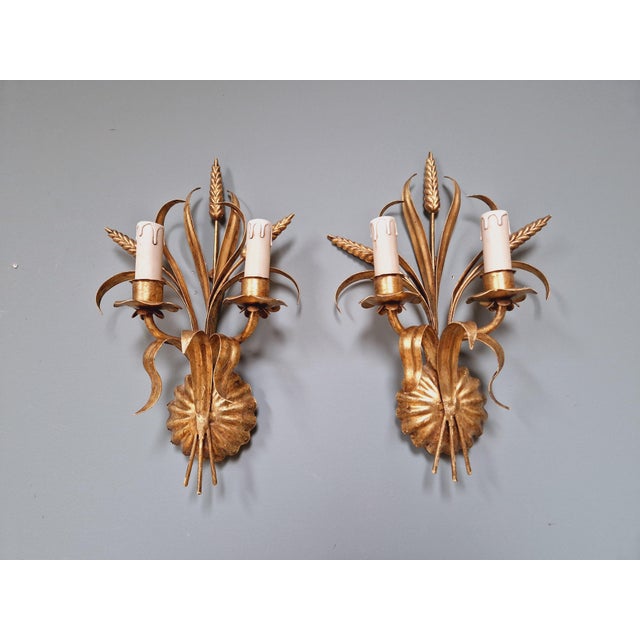 Wall Lights in Gilt Metal, Florence, Italy, 1970s, Set of 2 For Sale - Image 10 of 14