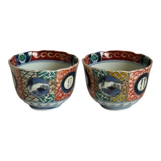 Antique Japanese Imari Tea Bowls, Meiji Period - Pair For Sale