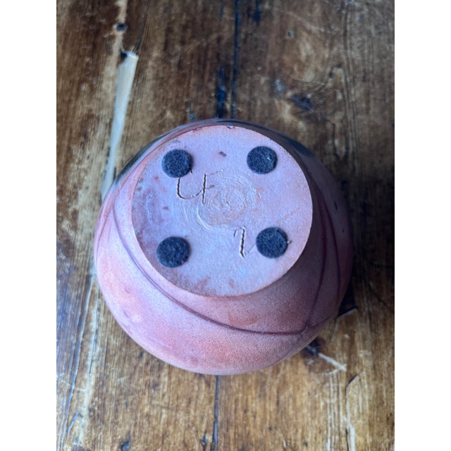 Saggar-Fired Studio Pottery Vase Signed Cf For Sale - Image 9 of 10