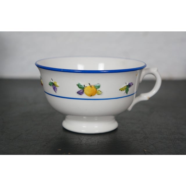 White Late 20th Century English Tuscan Fruits Fine China Tea Coffee Demitasse Cups Creamer Pitcher - 22 pcs For Sale - Image 8 of 14