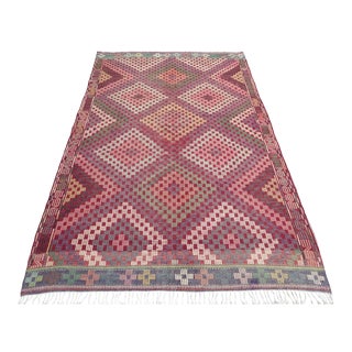 1960s Vintage Turkish Handknotted Kilim - 68"x113" For Sale
