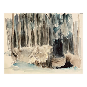 1960s Abstracted Landscape Watercolor