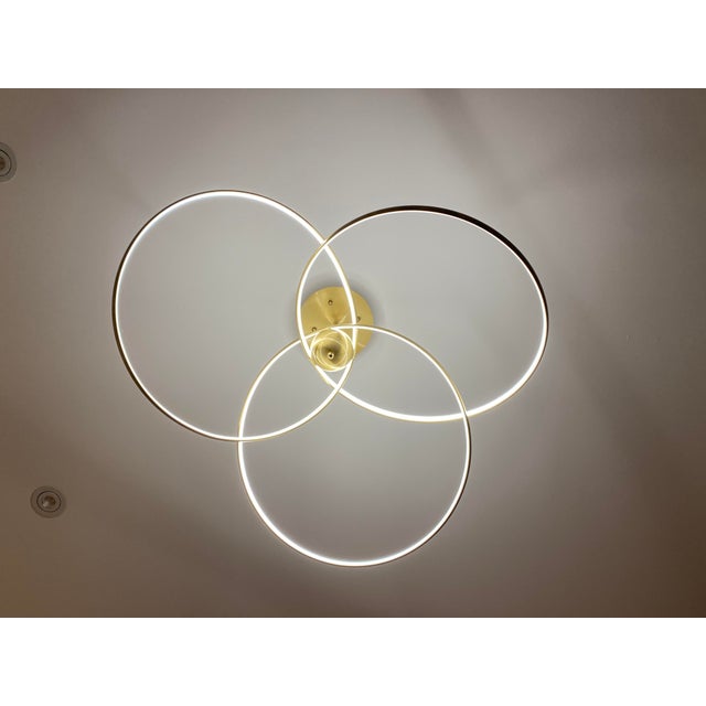 Vintage Warm Led Orbital Chandelier — Reproduction of Corbett Alula 341-42-Vb, Brass, 42" For Sale - Image 4 of 6