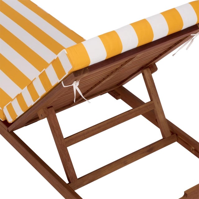 Wood Sophie Chaise Lounge, Natural/Yellow Stripe For Sale - Image 7 of 12