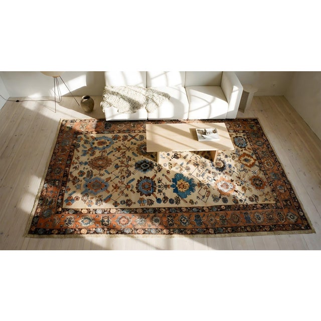 Shocking Ivory Background Color With Cute Geometric Design Antique Persian Bakshaiesh Rug For Sale - Image 15 of 15