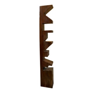 Noir Company Brutalist Style Wood and Iron Totem Sculpture For Sale