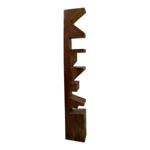 Noir Company Brutalist Style Wood and Iron Totem Sculpture