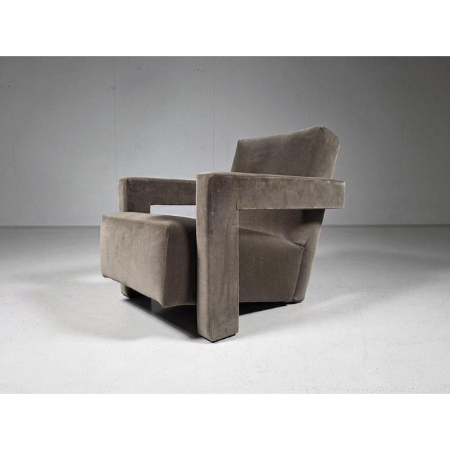 An authentic Utrecht lounge chair designed by Gerrit Thomas Rietveld and manufactured by Cassina, Italy, As part of the...