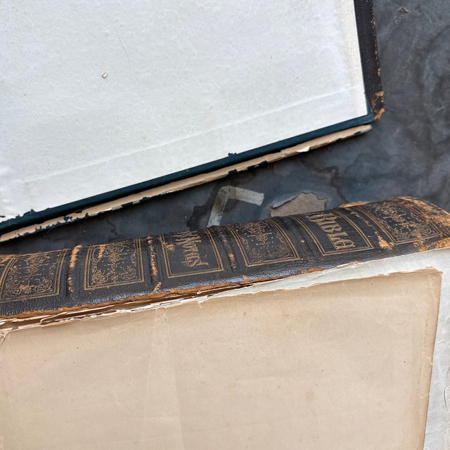 Late 18th Century Antique 1882 “Brown’s Self-Interpreting Bible” Embossed Leather Cover With Engravings For Sale - Image 5 of 5